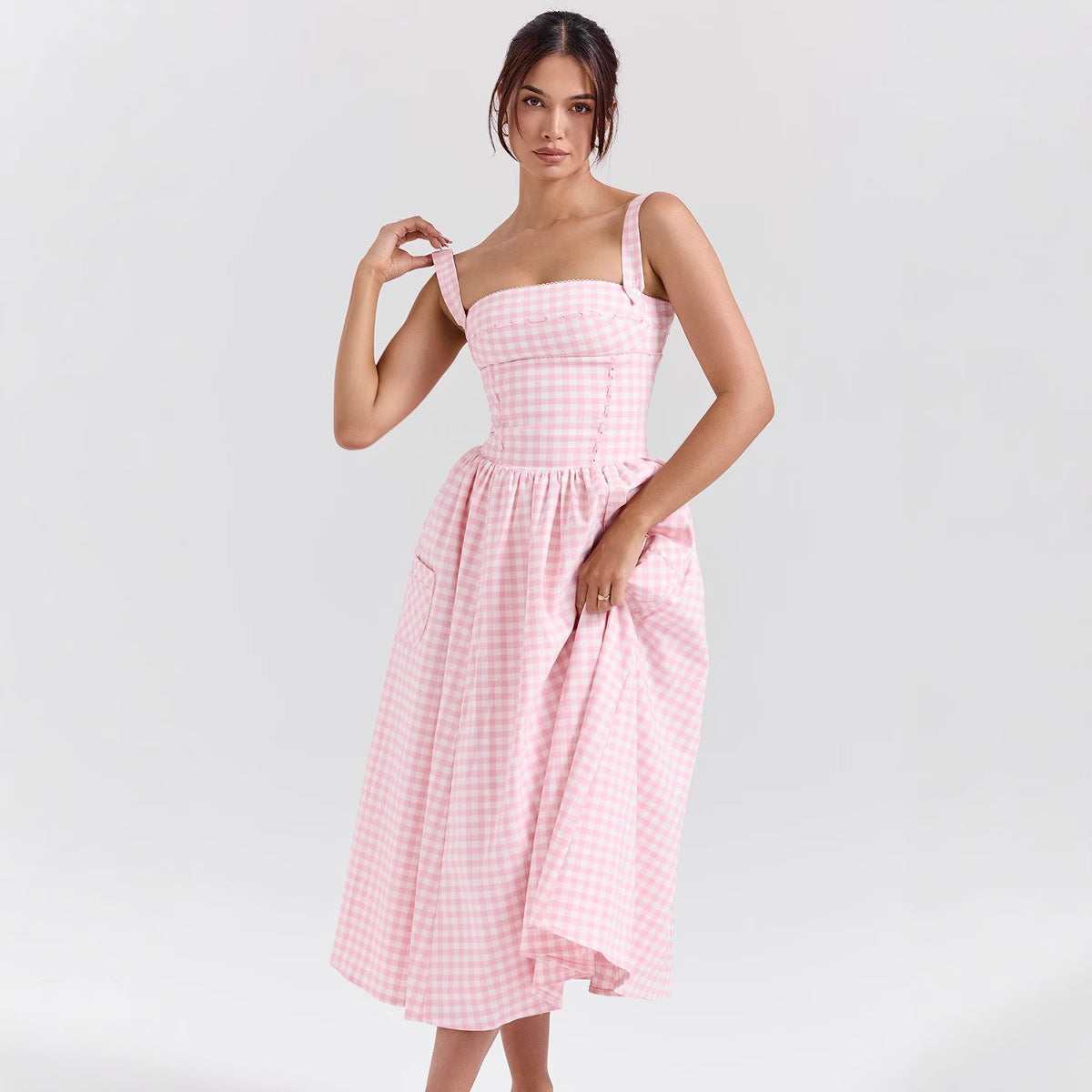 Women's Cute Embroidered White Suspender Pure Slimming Vacation Dresses