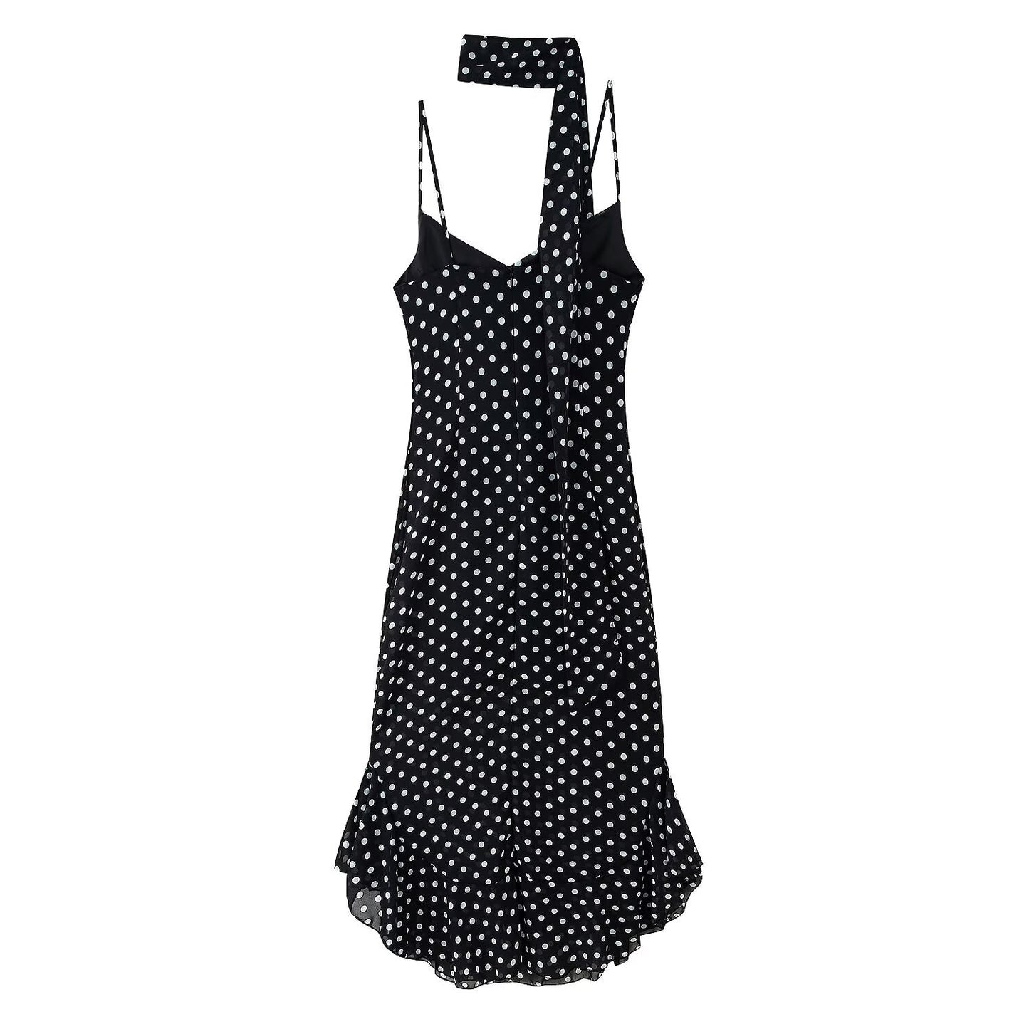 Women's Summer Ruffle Polka Dot Scarf Dress Dresses