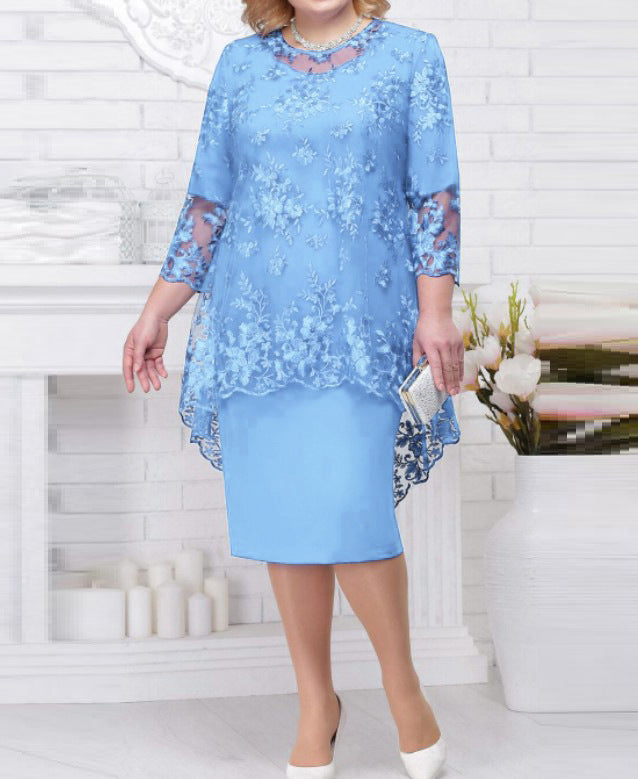 Women's Embroidery Two-piece Set Temperament Commute Slim Dresses