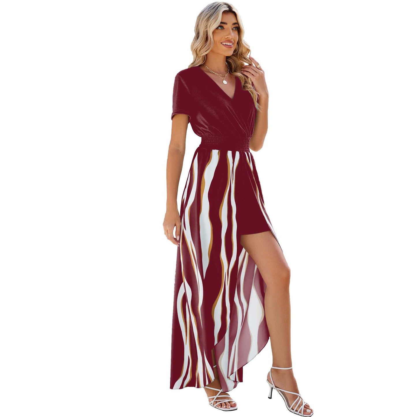 Charming Fashion Women's Solid Color Sleeve Dress