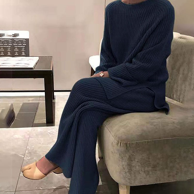 Women's Knitted Leisure Wear Solid Color Long Fashion Casual Suit