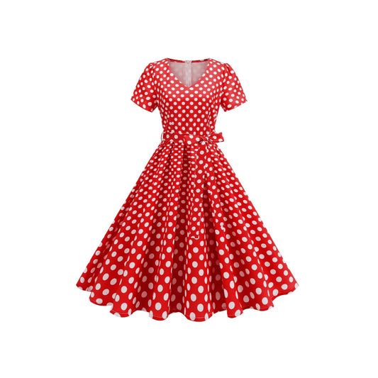 Long Dress Hepburn Style Swing Polka Dresses