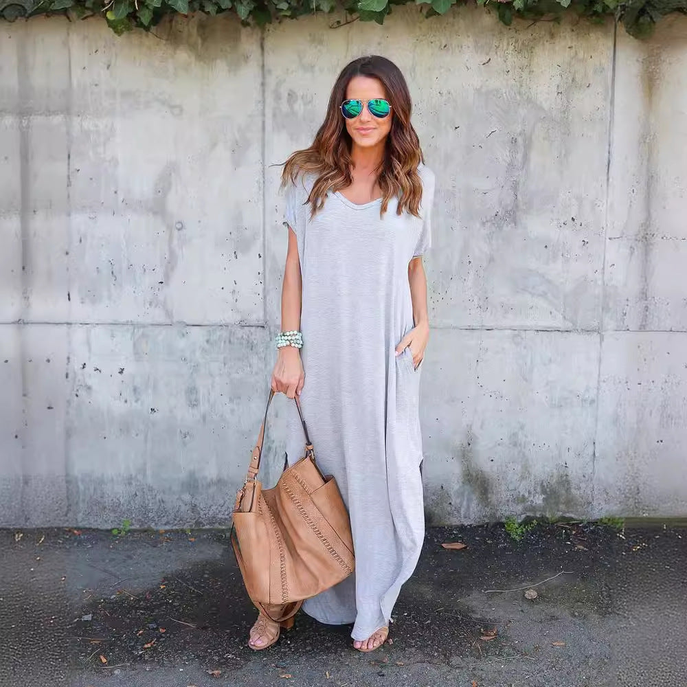 Creative Elegant Long Summer Pocket Split Dress