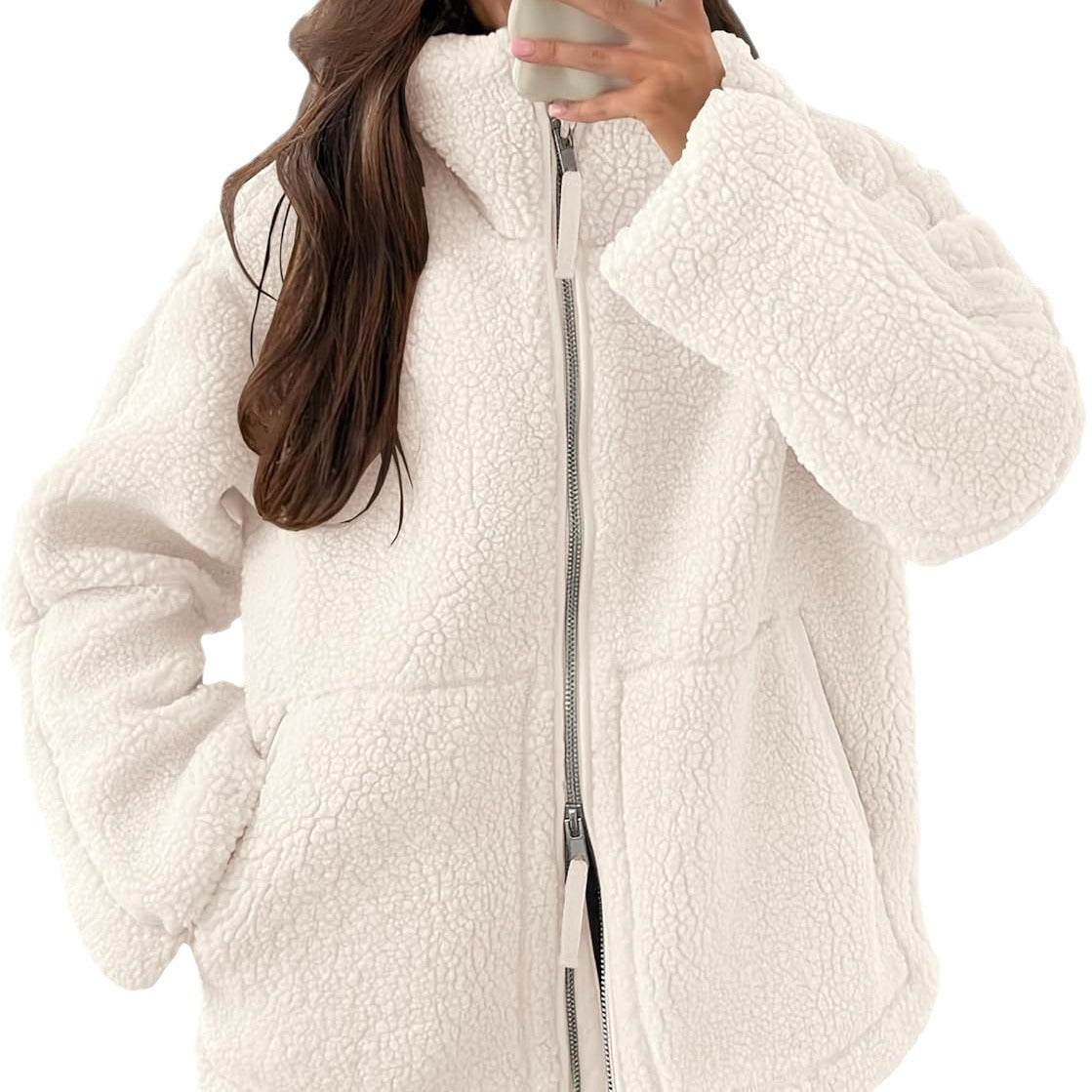 Women's Casual Long Sleeve Oversized Warm Double Zipper Sweaters