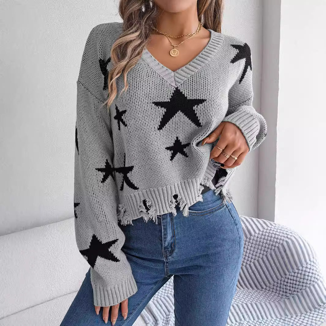 Women's Clearance Casual Cut-out Long Sleeve Knitted Sweater