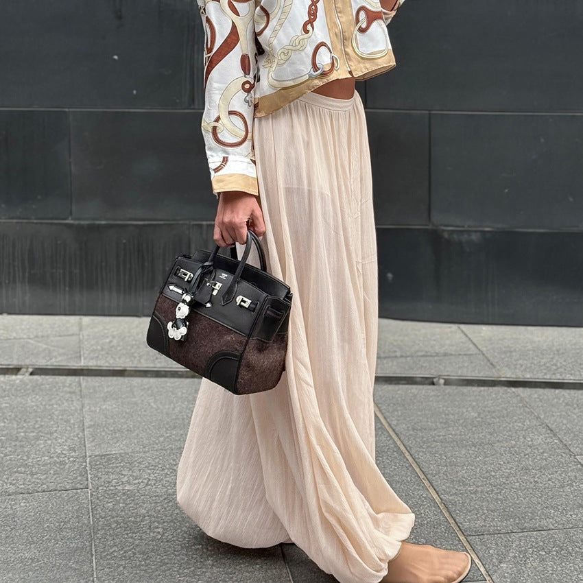 Women's Loose Bubble Ankle Banded Design Sense Graceful Fashionable Pants