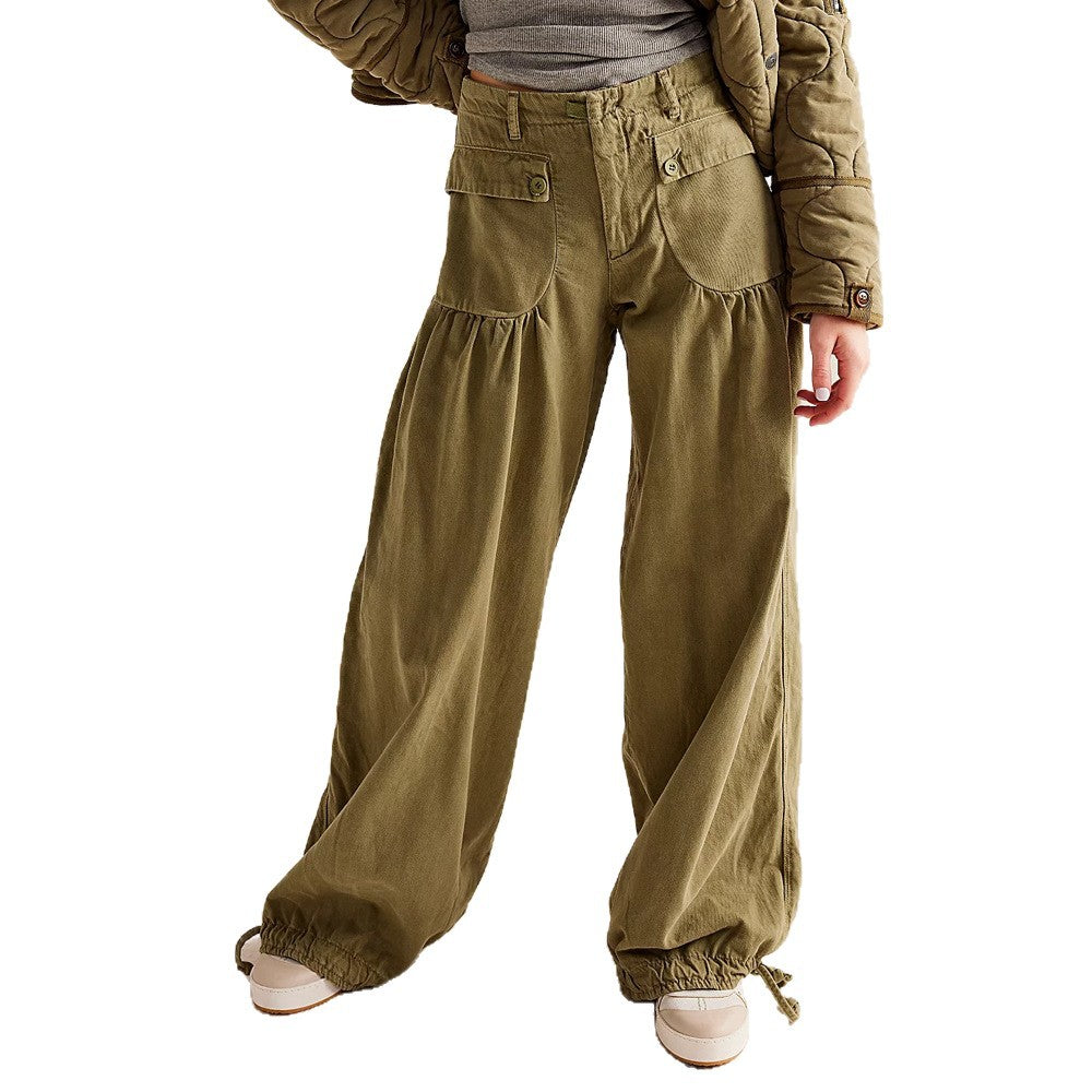 Women's Casual Autumn Washed Loose Mid Waist Jeans