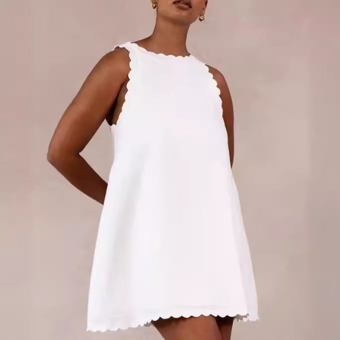 Women's Casual Cotton Linen Solid Color Embroidered Skirts