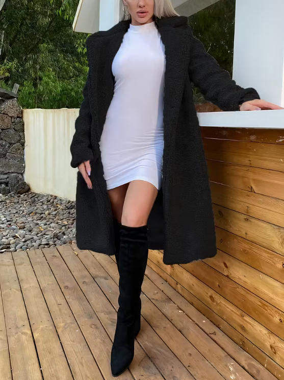 Women's Winter Faux Cashmere Elegant Fashion Double Breasted Lapel Coats