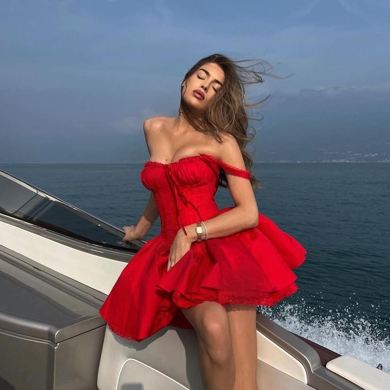 White Dress Low-cut Sexy Fashion Waist Dresses