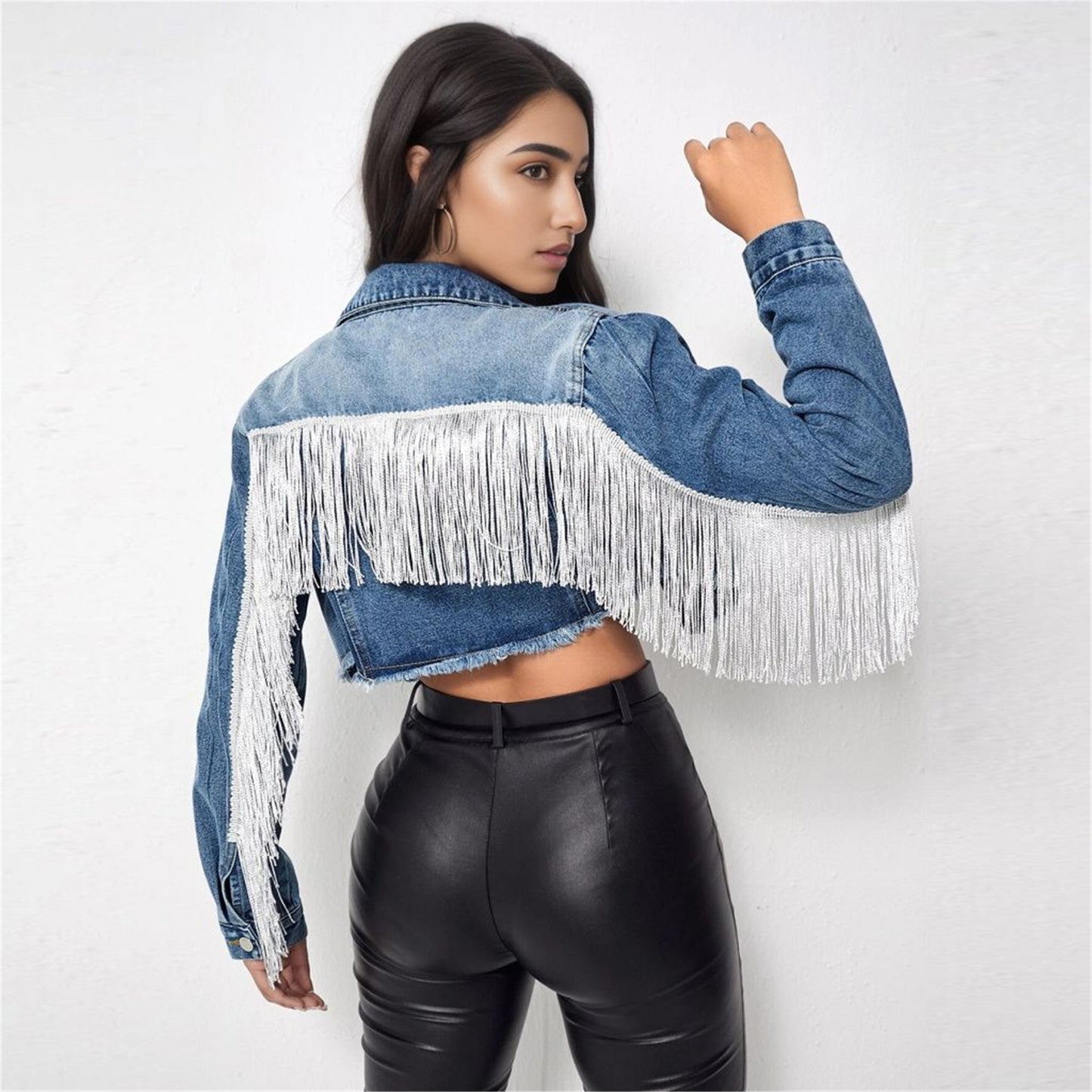 Women's Versatile Fashion Tassel Denim Female Jackets