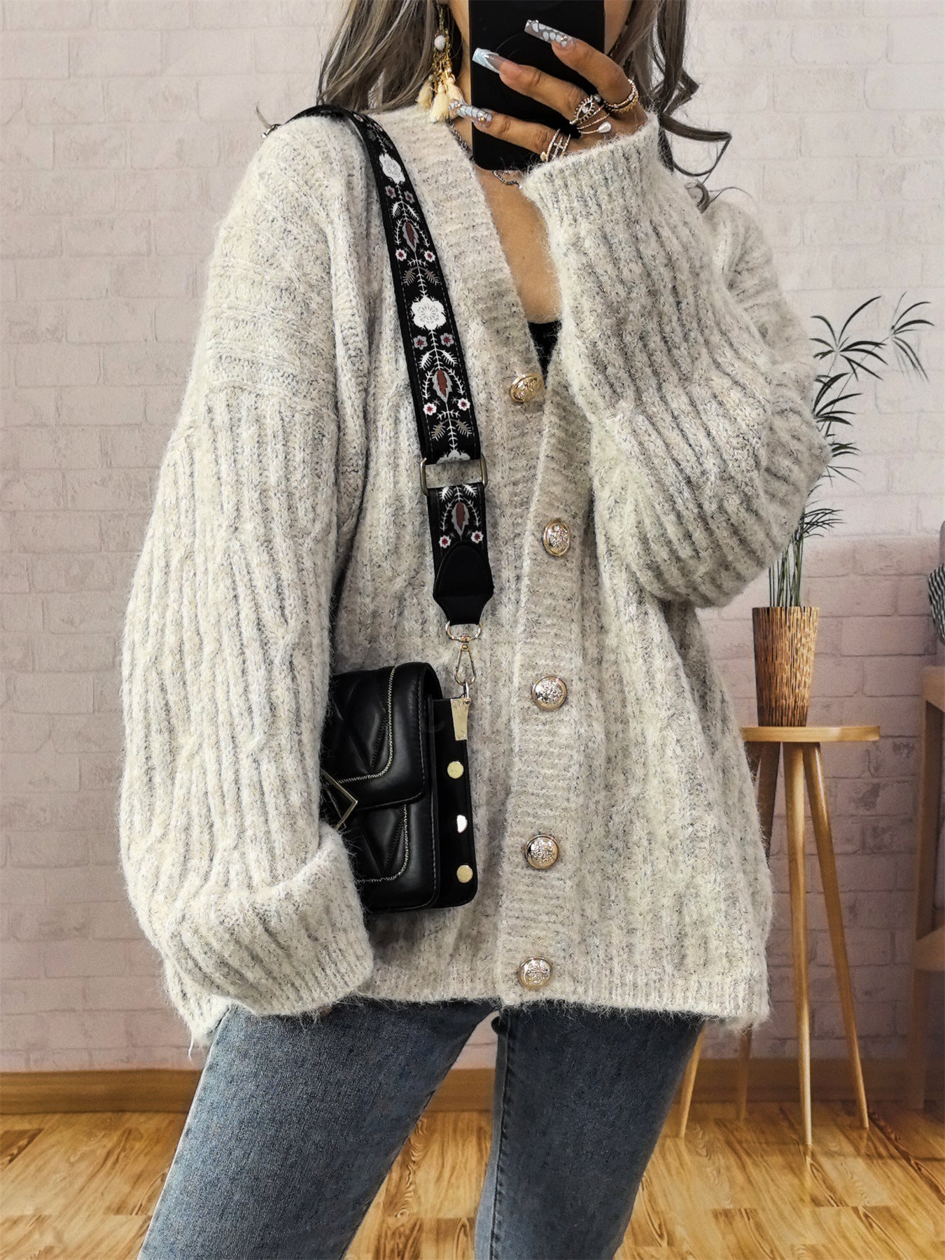 Retro Thick Gold Button Knitted Single-breasted Sweaters