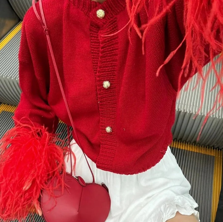 Women's Fashion Classy Cuff Fur Stitching Sweaters