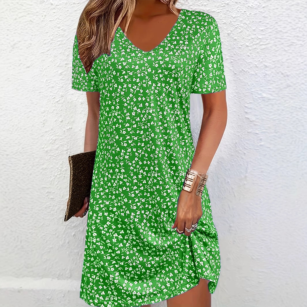 Durable Women's Summer Floral Print Sleeve Dress