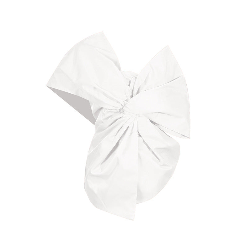 Women's Temperament Pure Color Asymmetric Collar Bow Tops