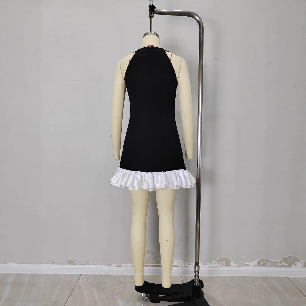 Women's Black Camisole Summer Slimming Starry A- Dresses