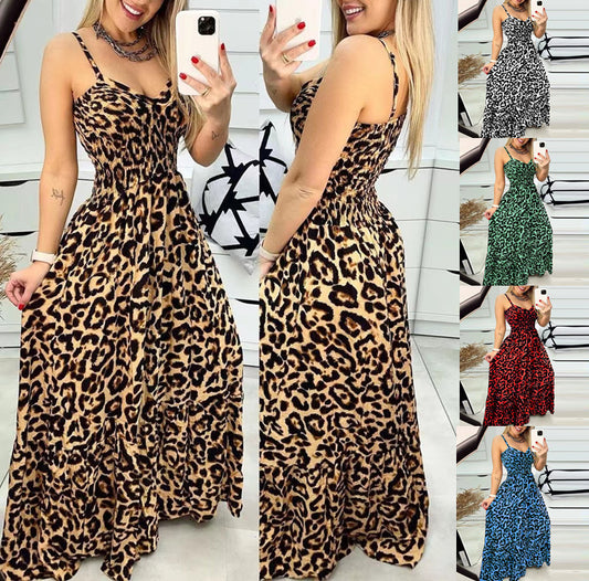 Women's Summer Leopard Print Brace High-waisted Sexy Skirts