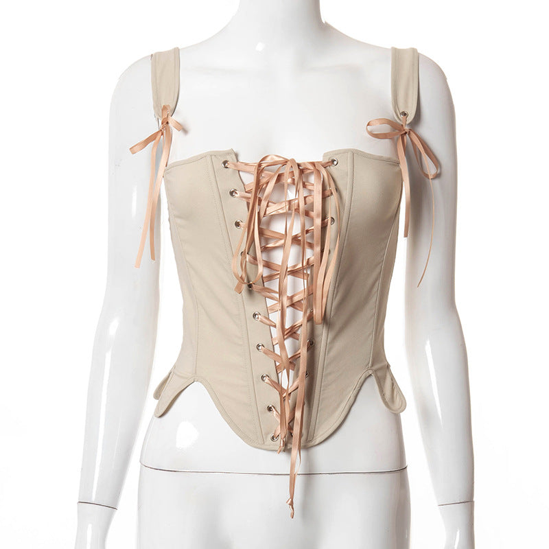 Women's Summer Fashion Tie Fishbone Cinched Waist Blouses