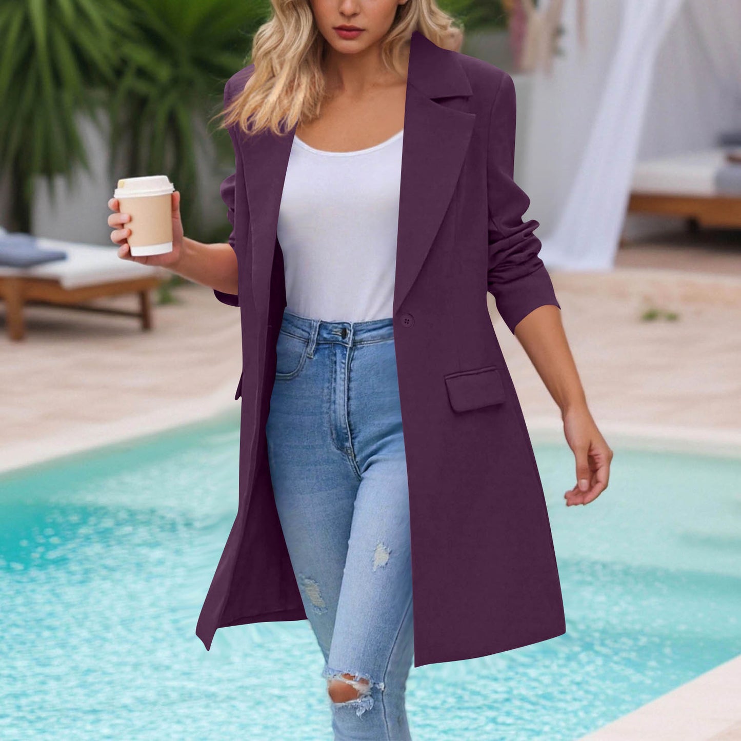 Women's Autumn Long Sleeve Solid Color Trench Coats