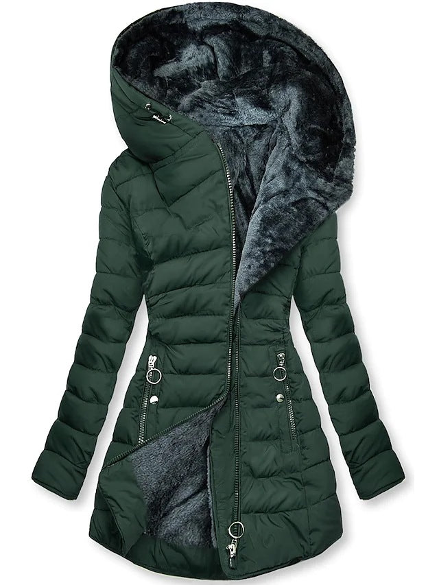 Women's Warm Fur Collar Cotton Clothes Zipper Coats