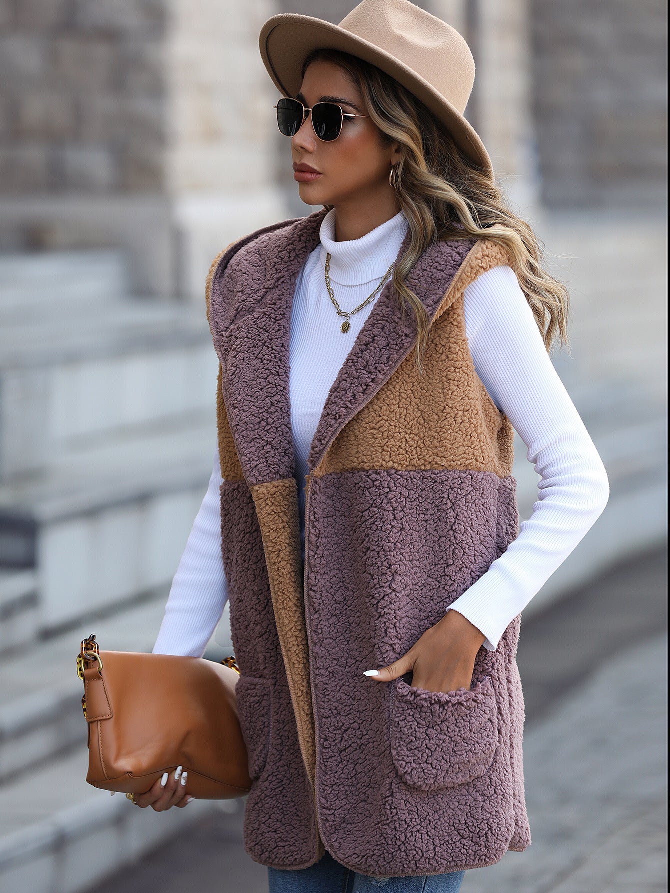 Women's Flash Autumn Veet Hooded Sleeveless Color Coats
