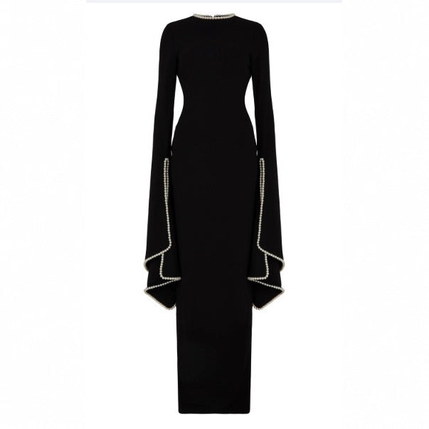 Pearl Dress Solid Color Elegant Long Dresses