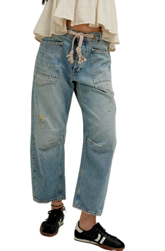 Eight Colors Fashion American Retro Washed Jeans