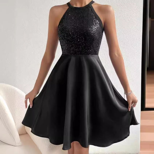 Innovative Summer Sequin Stitching Sleeveless Slim Dress