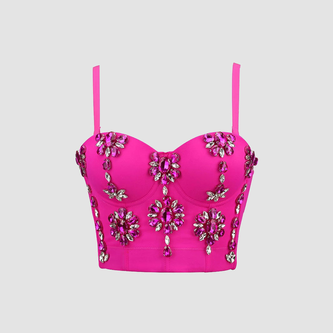 Decoration Spaghetti Strap Slim Fit Fishbone Tops