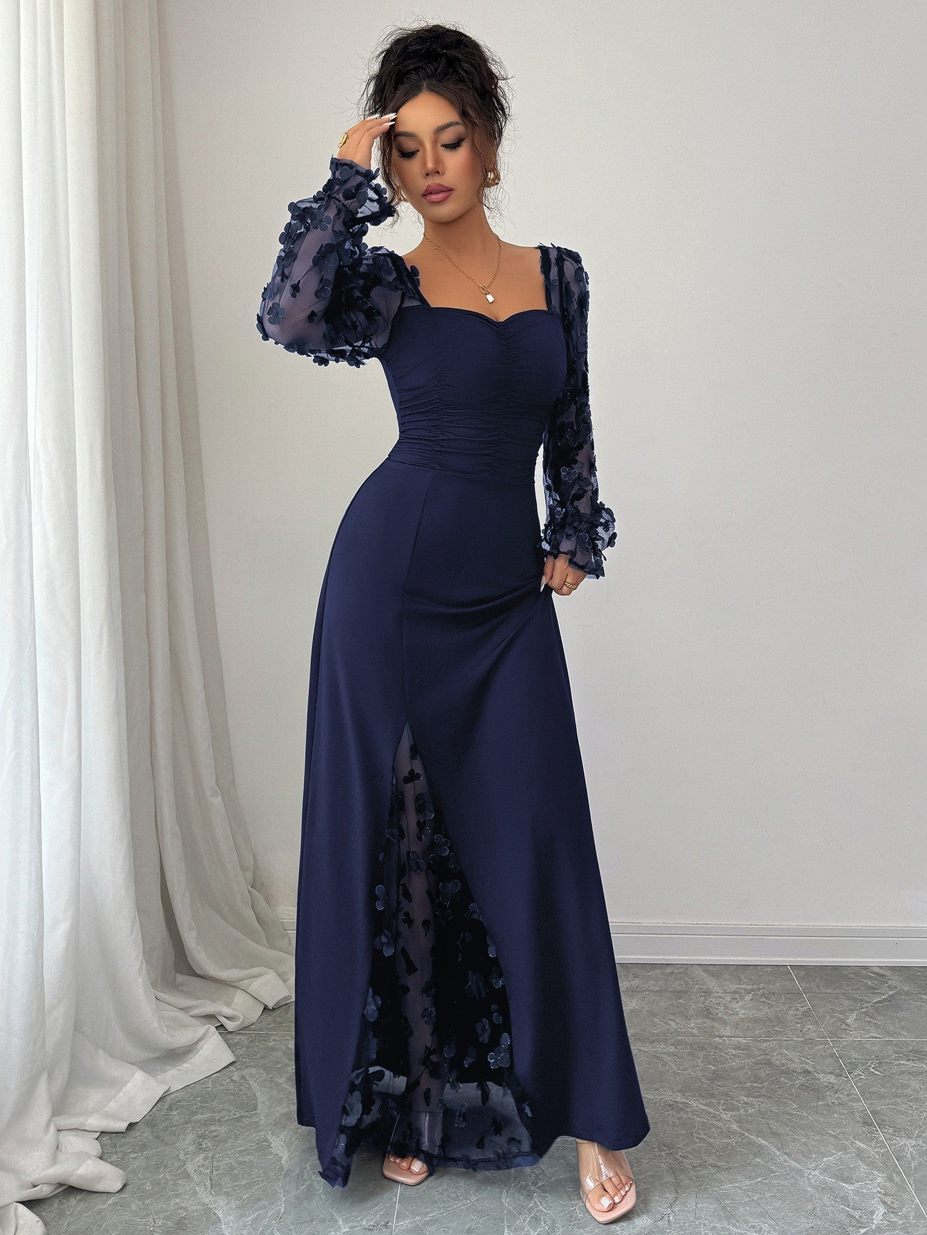 Women's French Vintage Style Long Sleeve Dress