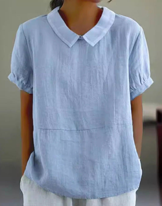 Women's Summer Loose Print Crew Neck Casual Blouses