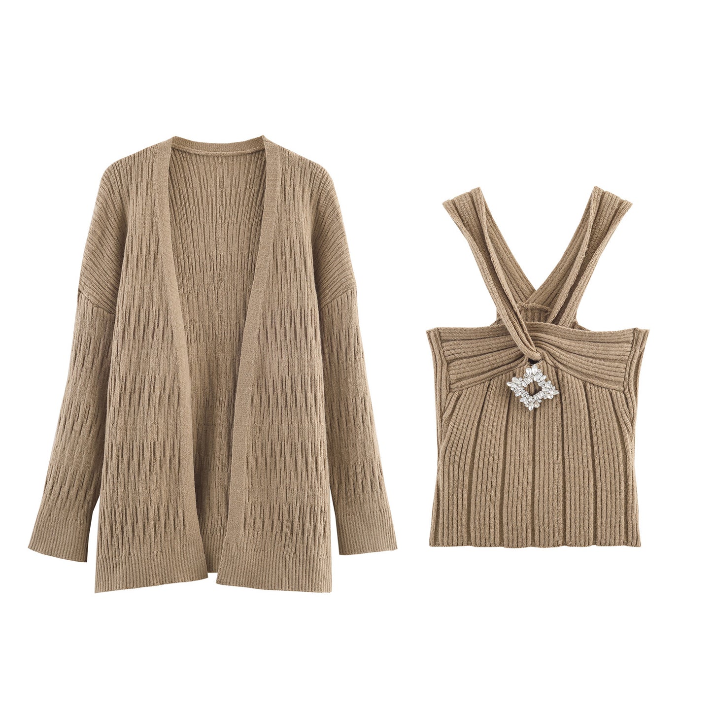 Women's Fashion Casual Style Gentle Knitted Two-piece Suits
