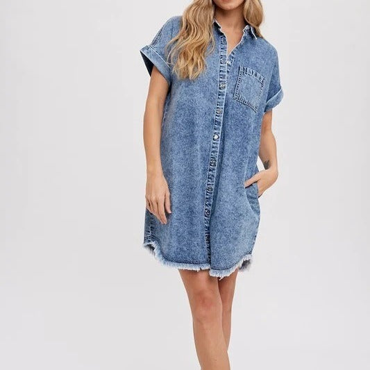 Women's Pretty Loose Denim Short-sleeved Dress Dresses