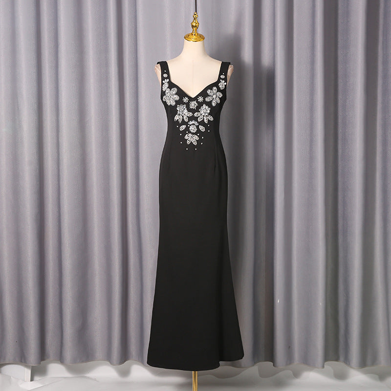 Sier Diamond Flower Slim Fit Patchwork Dresses