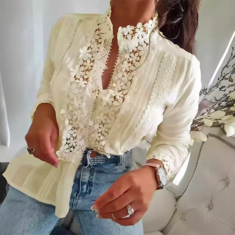 Women's Fashion Half Sleeve T-shirt Sexy Lace Blouses