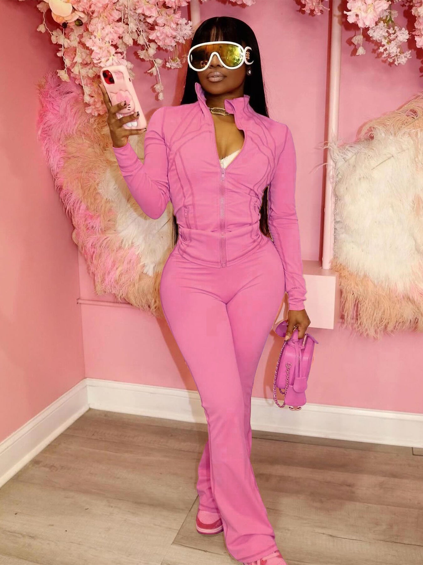 Women's Sports Leisure Sexy Tight Long-sleeved Horn Fashion Casual Suit