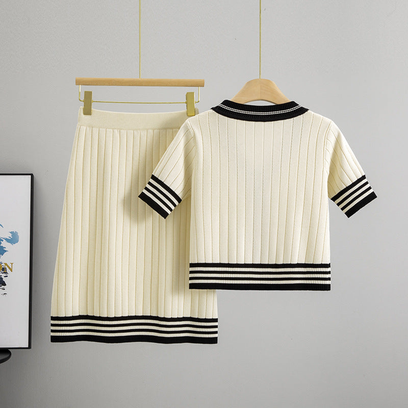 Women's Elegant High-grade Slimming Striped Knitted A- Fashion Casual Suit