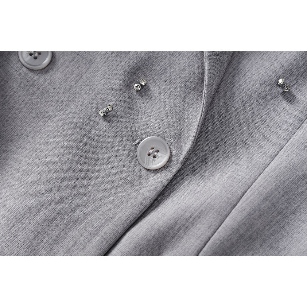 Women's Gray Beading Western Style Slimming Blazers