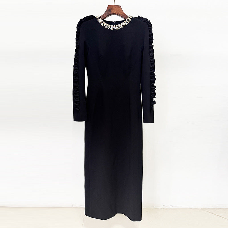 Early Autumn Fashionable Stringy Seedge Three-dimensional Decoration Long Dress