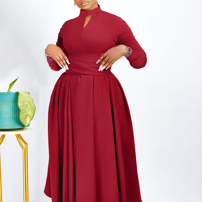 Women's Fashion Elegant Pleated African Large Swing Dress