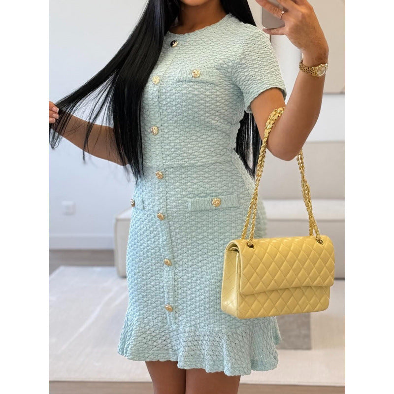 Women's Elegant Button Sleeve Long Dress Dresses