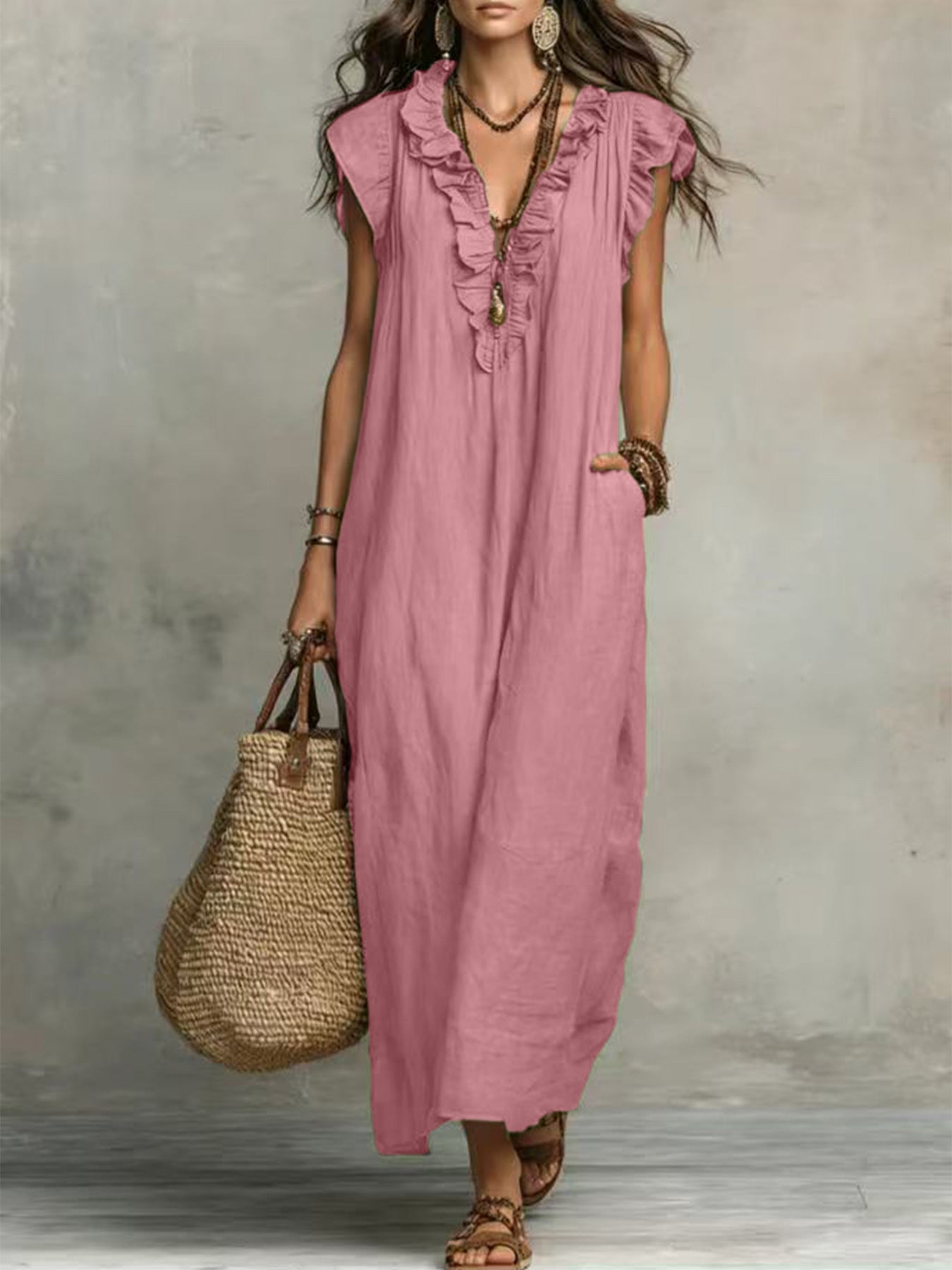 Versatile Women's Bohemian Flying Sleeves Long Dress