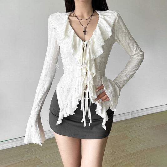 Women's Autumn Solid Color Sexy Long Sleeve Blouses