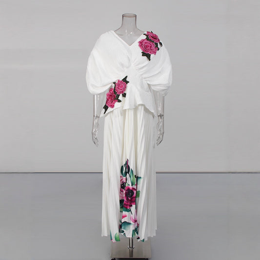 Women's Tea Break Dress Summer High-grade Printed Rose Dresses