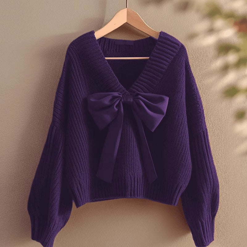 Creative Women's Bow Knitted Idle Style Women's Sweater