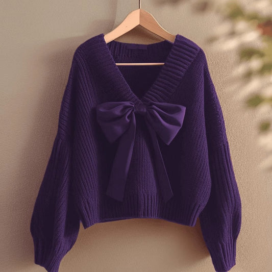 Creative Women's Bow Knitted Idle Style Women's Sweater