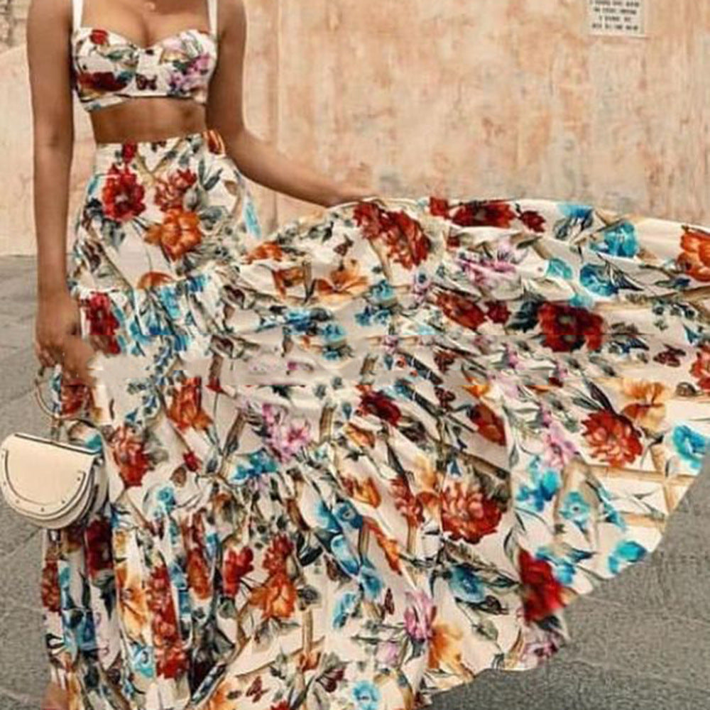 Women's Sexy Temperament Floral Print Beach Two-piece Suits