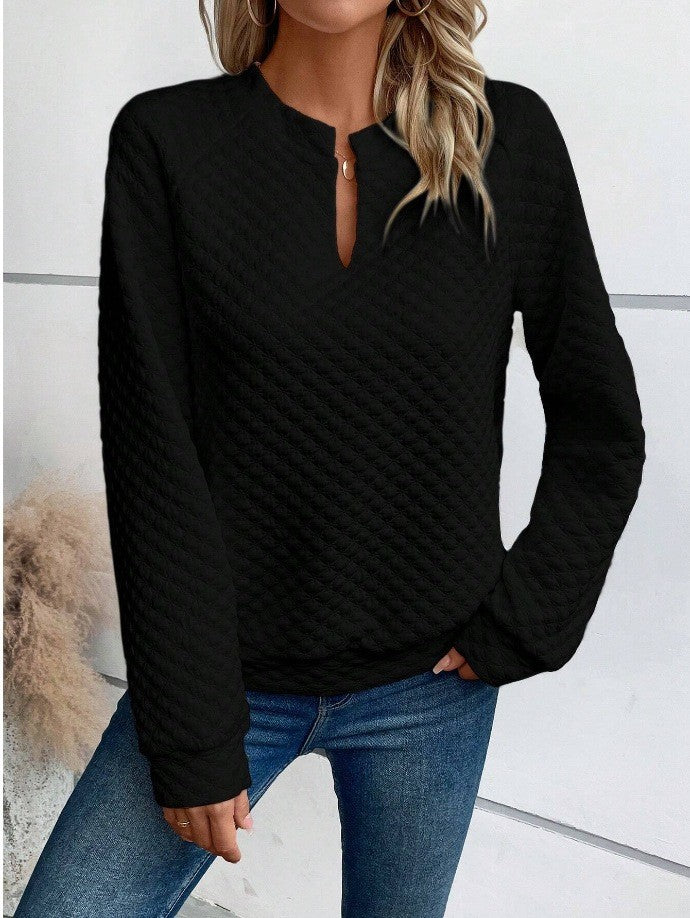Women's Autumn Solid Color Deep Stitching Long Sleeve Women's Sweater, Sweater