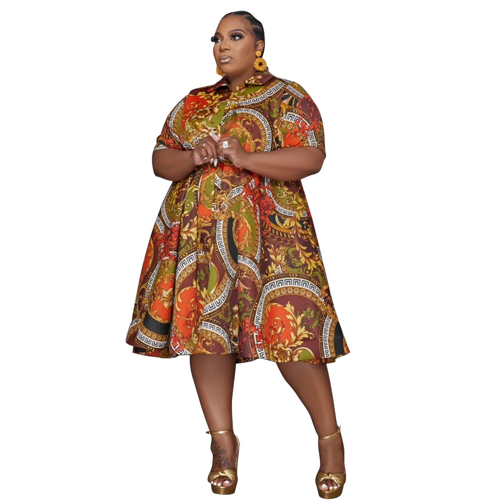 Printed Dress Vacation Style Collar Sleeve Dresses