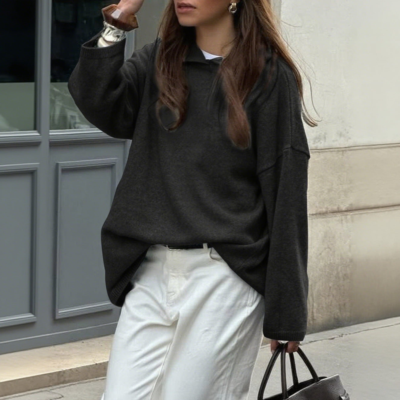 Women's Casual Minimalist Long Sleeve Hooded Woolen Knitwear